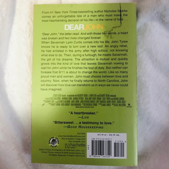2/$10 Bundle - Dear John by Nicholas Sparks book - Picture 2 of 2